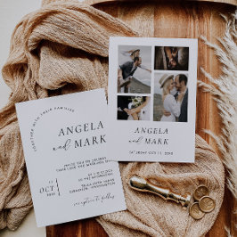 Moderne Minimalistische Schwarz-Weiß-Hochzeit mit  Einladung