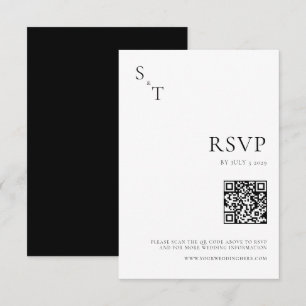Moderne Minimalistische Schwarz-Weiß-Hochzeit RSVP Karte