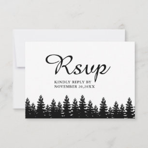Moderne Minimalistische Schwarz-Weiß-Hochzeit RSVP Karte