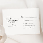Moderne Minimalistische Schwarz-Weiß-Hochzeit RSVP Karte<br><div class="desc">Diese individuell gestaltbare RSVP-Karte,  die sich mit unserer modernen kalligraphischen Hochzeitskollektion abstimmt,  verfügt über einen modernen Kalligraphie-Script-Schriftart,  gepaart mit einem klassischen Serif & Sans-Schriftart in Schwarz und ist perfekt für jede Jahreszeit geeignet. Matching-Elemente verfügbar.</div>