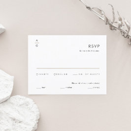 Moderne Minimalistische Schwarz-Weiß-Hochzeit RSVP Karte