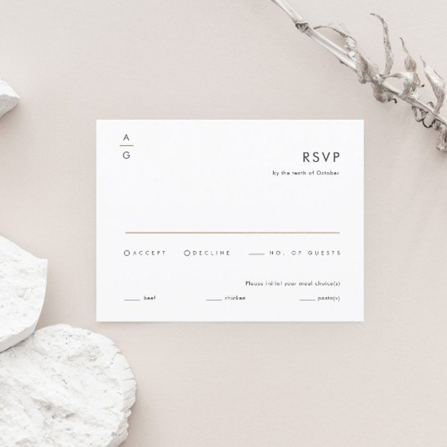 Moderne Minimalistische Schwarz-Weiß-Hochzeit RSVP Karte (Von Creator hochgeladen)