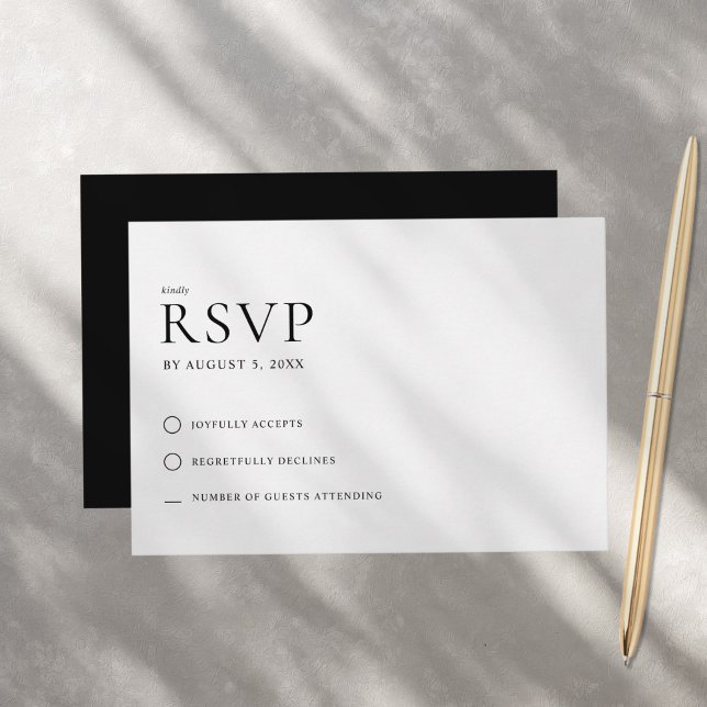 Moderne Minimalistische Schwarz-Weiß-Hochzeit RSVP Karte (Von Creator hochgeladen)