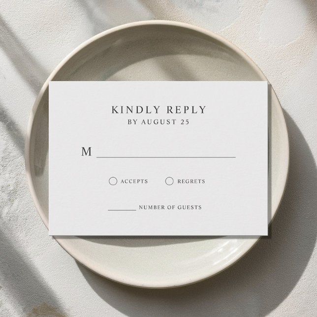 Moderne Minimalistische Schwarz-Weiß-Hochzeit RSVP Karte (Von Creator hochgeladen)