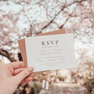 Moderne Minimalistische Schwarz-Weiß-Hochzeit RSVP Karte