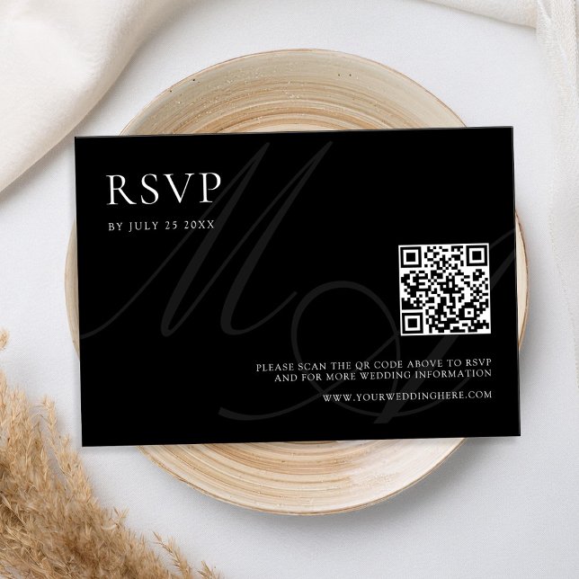 Moderne Minimalistische Schwarz-Weiß-Hochzeit RSVP Karte (Von Creator hochgeladen)