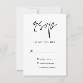 Moderne Minimalistische Schwarz-Weiß-Hochzeit RSVP Karte