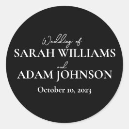 Moderne Minimalistische Schwarz-Weiß-Hochzeit Runder Aufkleber