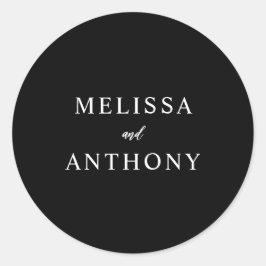 Moderne Minimalistische Schwarz-Weiß-Hochzeit Runder Aufkleber