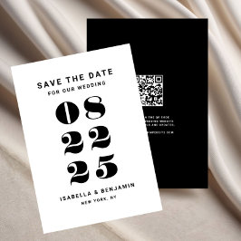 Moderne Minimalistische Schwarz-Weiß-Hochzeit Save The Date