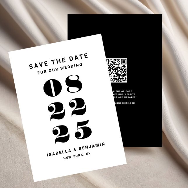 Moderne Minimalistische Schwarz-Weiß-Hochzeit Save The Date (Modern Minimalist Black And White Wedding Save The Date)