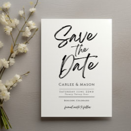 Moderne Minimalistische Schwarz-Weiß-Hochzeit Save The Date