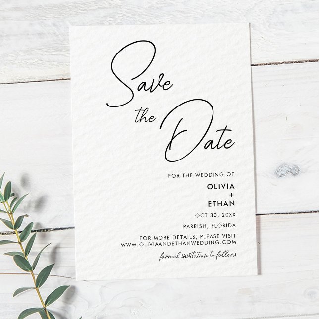 Moderne Minimalistische Schwarz-Weiß-Hochzeit Save The Date (Von Creator hochgeladen)