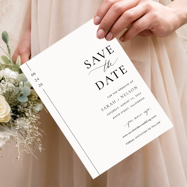 Moderne Minimalistische Schwarz-Weiß-Hochzeit Save The Date (Von Creator hochgeladen)