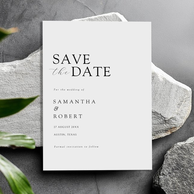 Moderne Minimalistische Schwarz-Weiß-Hochzeit Save The Date (Von Creator hochgeladen)