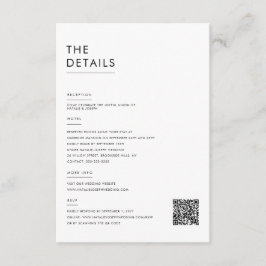 Moderne Minimalistische Schwarz-Weiß-Hochzeitsdeta Begleitkarte