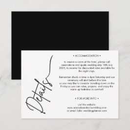 Moderne Minimalistische Schwarz-Weiß-Hochzeitsdeta Begleitkarte