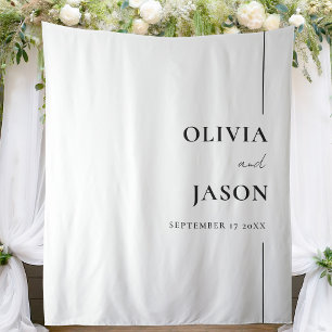 Moderne Minimalistische Schwarz-Weiß-Hochzeitskuli Wandteppich
