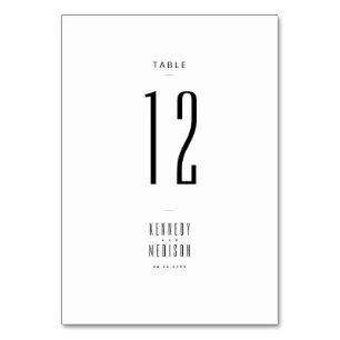Moderne Minimalistische Schwarz-Weiß-Hochzeitstisc Tischnummer