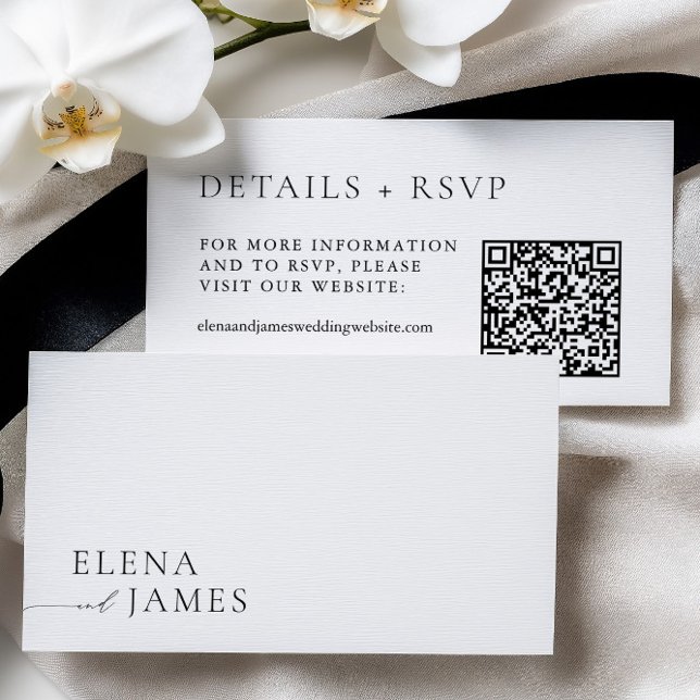 Moderne Minimalistische Schwarz-Weiß-Hochzeitswebs Begleitkarte (Modern Minimalist Black & White Wedding Website Enclosure Card)