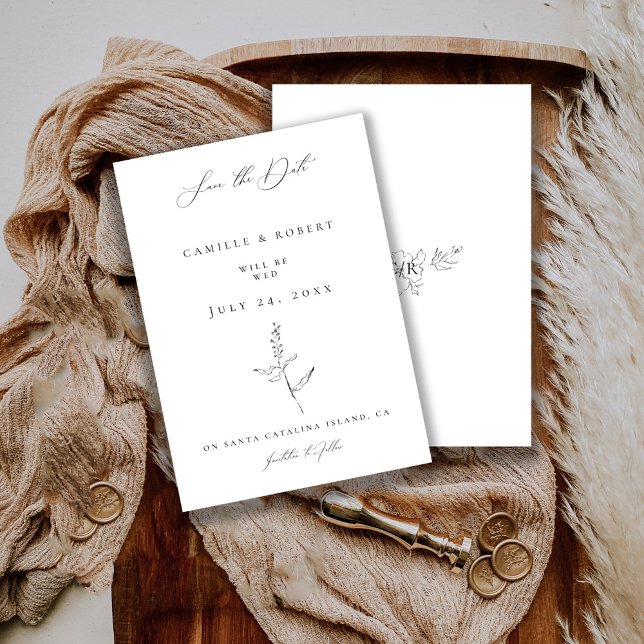 Moderne Minimalistische Schwarz/Weiß-Kalligrafie-H Save The Date (Von Creator hochgeladen)