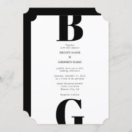 Moderne Minimalistische Schwarz-Weiß-Monogramm-Hoc Einladung