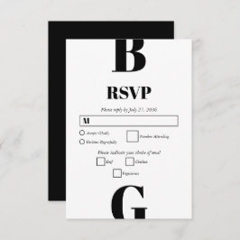 Moderne Minimalistische Schwarz-Weiß-Monogramm-Hoc RSVP Karte