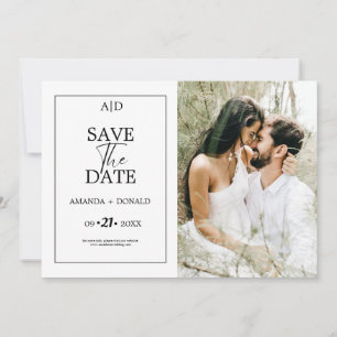 Moderne Minimalistische Schwarz-Weiß-Monogramm-Hoc Save The Date