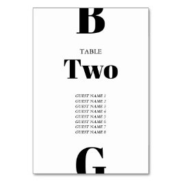 Moderne Minimalistische Schwarz-Weiß-Monogramm-Hoc Tischnummer