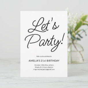 Moderne minimalistische Schwarz-Weiß-Party zum 21. Einladung