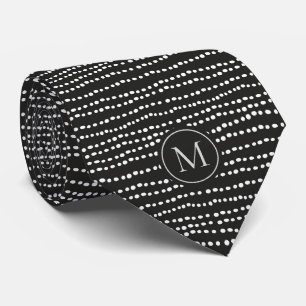 Moderne Minimalistische Schwarz-Weiß-Polka-Dot-Mon Krawatte