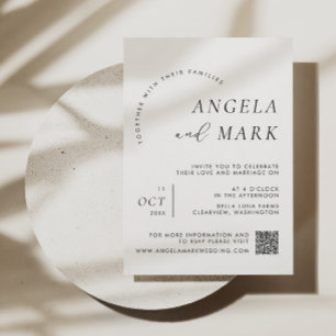Moderne Minimalistische Schwarz-Weiß-QR-Hochzeit Einladung