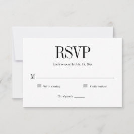 Moderne Minimalistische Schwarz/Weiß-RSVP-Karte RSVP Karte