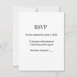 Moderne Minimalistische Schwarz-Weiß-RSVP-Karten-V RSVP Karte