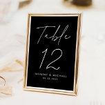 Moderne Minimalistische Schwarz-Weiß-Schrift-Hochz Tischnummer<br><div class="desc">Einfache, moderne Hochzeitskarten mit "Tischnummer", die in einem handgeschriebenen, weißen Skript mit schwarzem Hintergrund (oder einer Farbe Ihrer Wahl) angezeigt werden. Um die schwarz-weiße Tischkarte zu bestellen: Fügen Sie Ihren Namen, das Hochzeitdatum und die Tischnummer hinzu. Jede Nummer muss individuell in Ihren Warenkorb aufgenommen werden. Nachdem Sie alle Tischnummern in...</div>