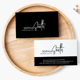 Moderne Minimalistische Schwarz-Weiß-Schrift Stilv Visitenkarte