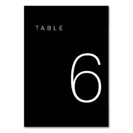 Moderne Minimalistische Schwarz-Weiß-Tischnummer 6 Tischnummer