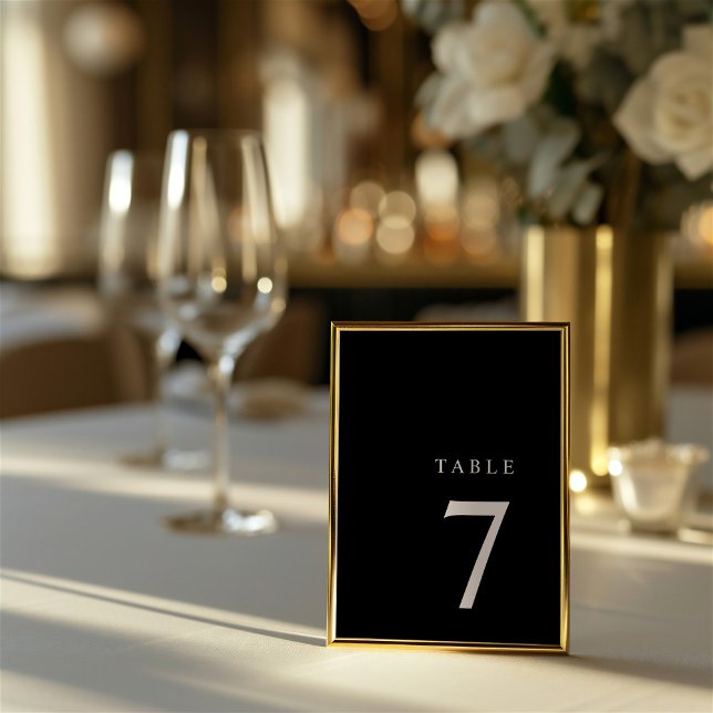 Moderne Minimalistische Schwarz-Weiß-Tischnummer Dankeskarte (Modern Minimalist Black & White Table Number)