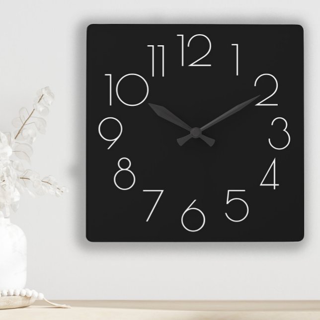 Moderne, Minimalistische Schwarz-Weiß-Uhr Quadratische Wanduhr (Modern, chic black and white wall clock)