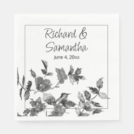 Moderne minimalistische Schwarz-weiße Aquarellfarb Serviette