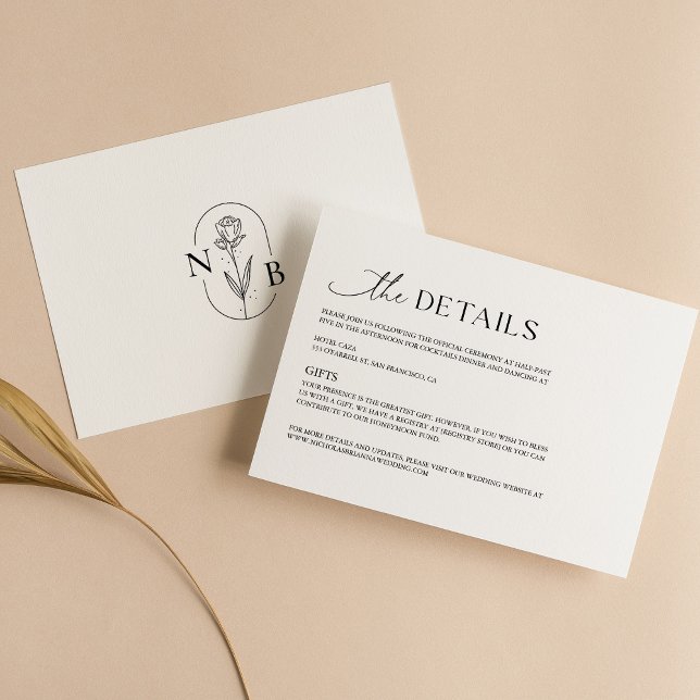 Moderne Minimalistische Schwarz-weiße Boho Wedding Begleitkarte (Von Creator hochgeladen)