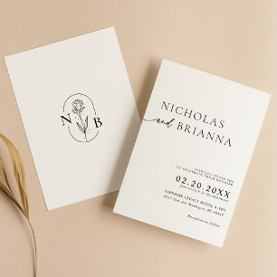 Moderne Minimalistische Schwarz-weiße Boho Wedding Einladung