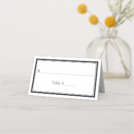 Moderne Minimalistische Schwarz-weiße Hochzeit an Platzkarte