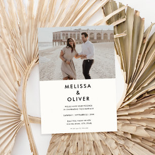 Moderne Minimalistische Schwarz-weiße Hochzeit Einladung