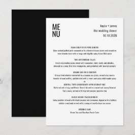 Moderne Minimalistische Schwarz-weiße Hochzeit Menükarte