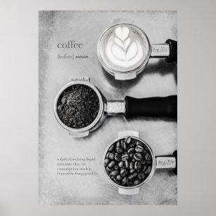 Moderne Minimalistische Schwarz-weiße Kaffeekunst Poster