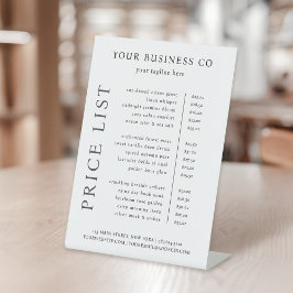 Moderne Minimalistische Schwarz-weiße Preisliste Sockelschild