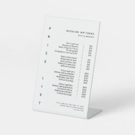 Moderne Minimalistische Schwarz-weiße Salonpreisli Sockelschild