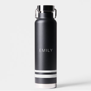 Moderne Minimalistische Schwarz-weiße Streifen Trinkflasche