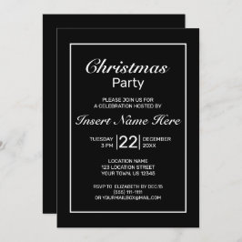 Moderne Minimalistische Schwarz-weiße Weihnachten Einladung